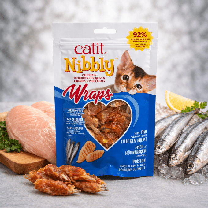 Friandises Catit Nibbly Ocean Wraps – Poulet & Anchois 