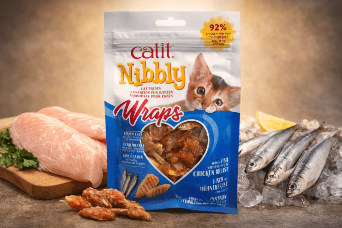 Friandises Catit Nibbly Ocean Wraps – Poulet & Anchois 